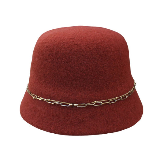 Fashion Hat | Double Layer Gold Chain – Burgundy