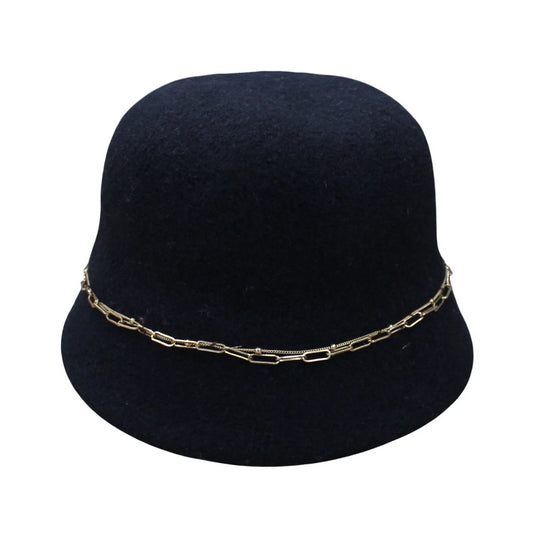 Fashion Hat | Double Layer Gold Chain – Black