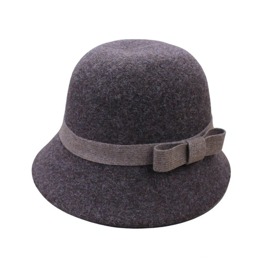 Fashion Hat | Matching Bow Detail – Dark Brown