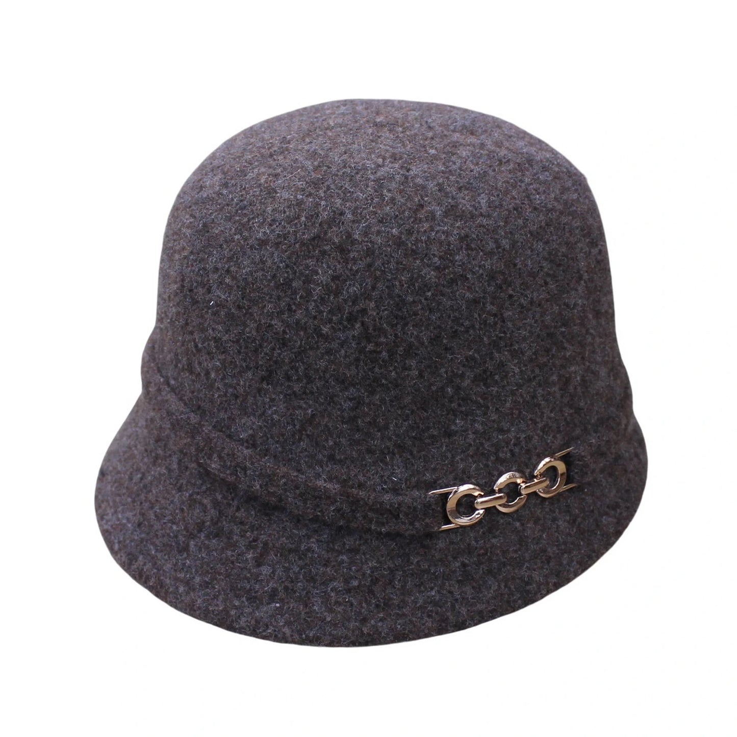 Fashion Hat | Gold Chain Buckle Detail – Dark Brown
