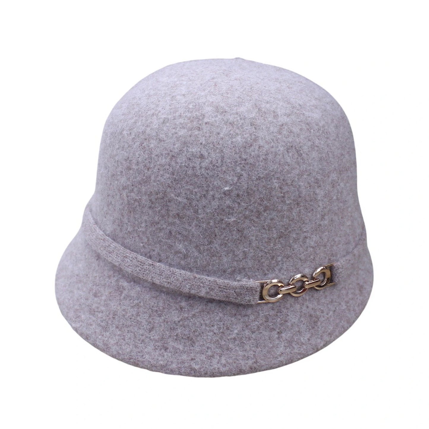 Fashion Hat | Gold Chain Buckle Detail – Light Taupe