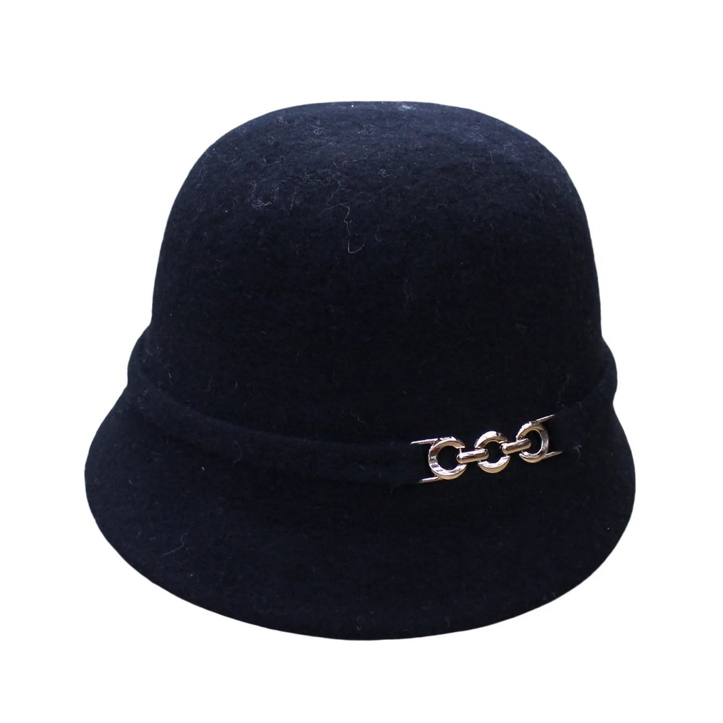 Fashion Hat | Gold Chain Buckle Detail – Black