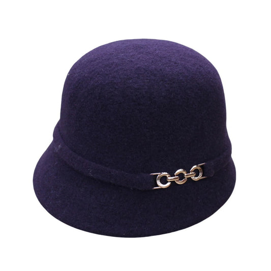 Fashion Hat | Gold Chain Buckle Detail – Deep Purple