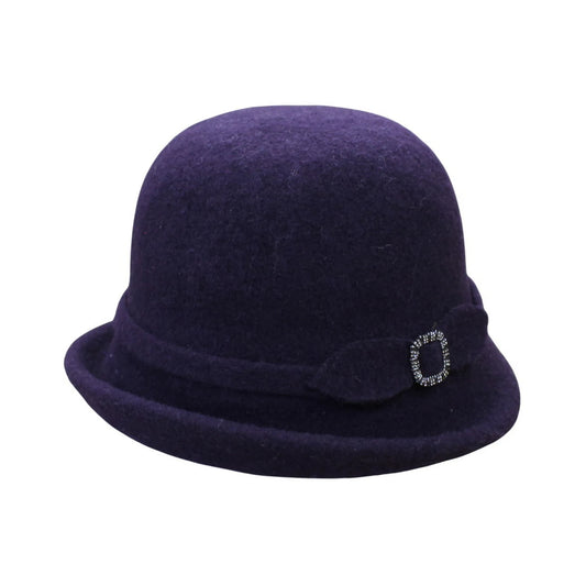 Fashion Hat | Rhinestone Square Buckle Detail – Deep Purple