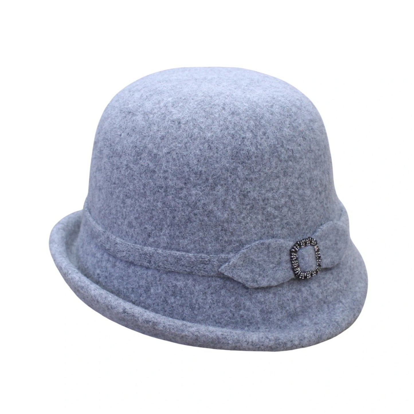 Fashion Hat | Rhinestone Square Buckle Detail – Grey