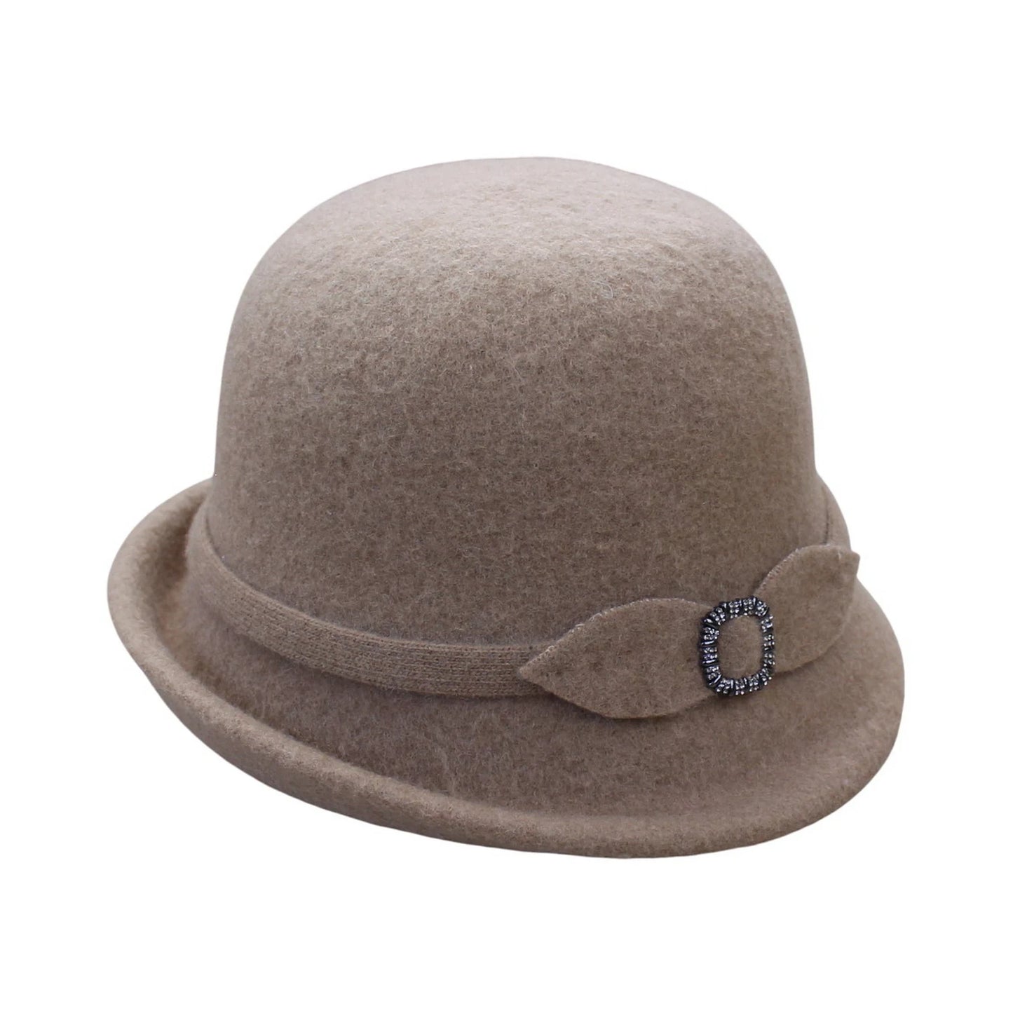 Fashion Hat | Rhinestone Square Buckle Detail – Camel