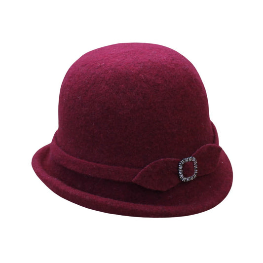 Fashion Hat | Rhinestone Square Buckle Detail – Burgundy