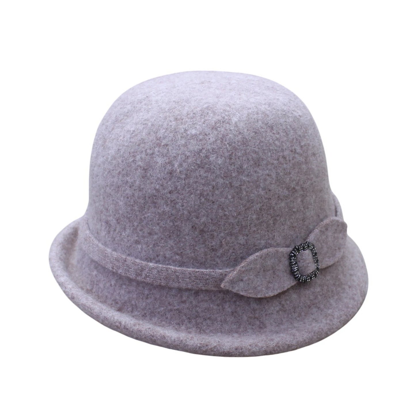 Fashion Hat | Rhinestone Square Buckle Detail – Light Taupe