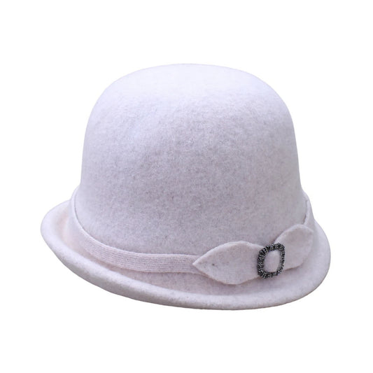 Fashion Hat | Rhinestone Square Buckle Detail – White