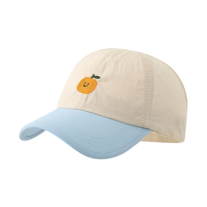 Patterned Baseball Cap | Kids Orange Embroidery - Cream & Blue