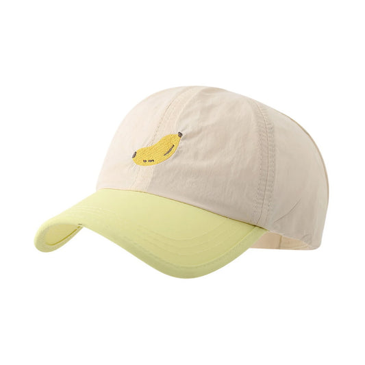 Patterned Baseball Cap | Kids Banana Embroidery - Cream & Yellow