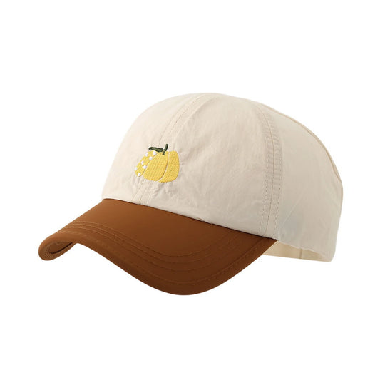 Patterned Baseball Cap | Kids Lemon Embroidery - Cream & Brown