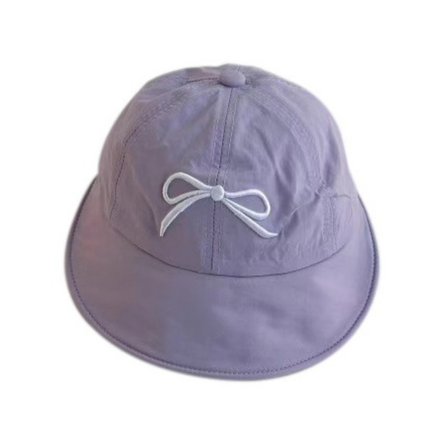 Patterned Bucket Hat | Kids Bow Embroidery Accent – Purple