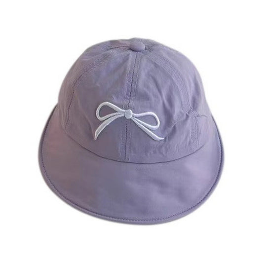 Patterned Bucket Hat | Kids Bow Embroidery Accent – Purple
