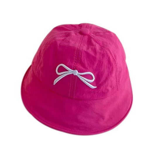 Patterned Bucket Hat | Kids Bow Embroidery Design – Fuchsia