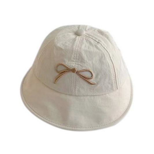 Patterned Bucket Hat | Kids Bow Embroidery Detail – Cream