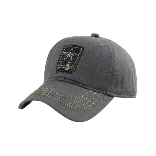 Camo Baseball Cap | U.S. Army Star Patch with Gold Stitching – Dark Grey