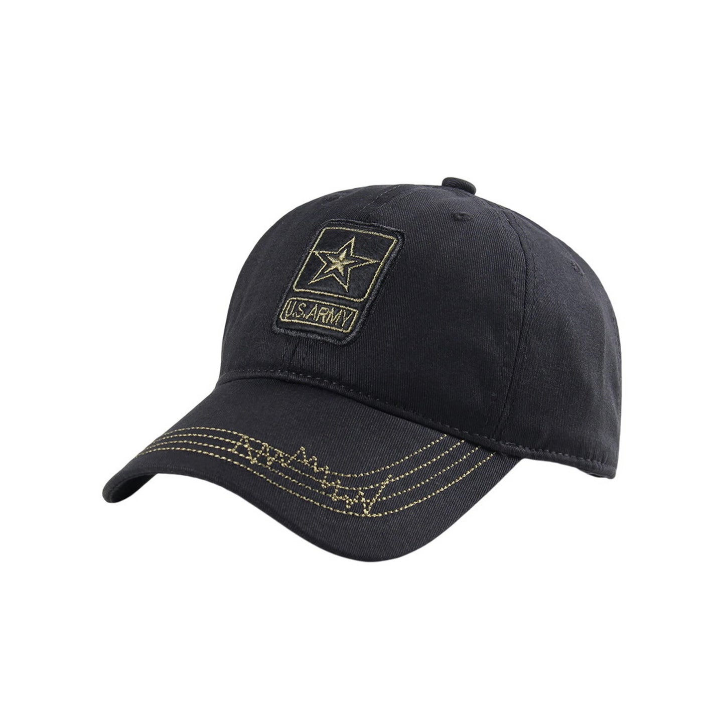 Camo Baseball cap | U.S. Army Star Patch with Gold Stitching – Black