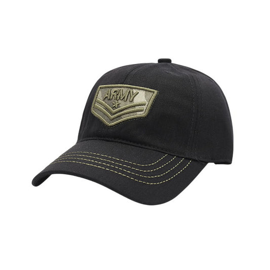 Camo Baseball Cap | ARMY Rank Patch – Black