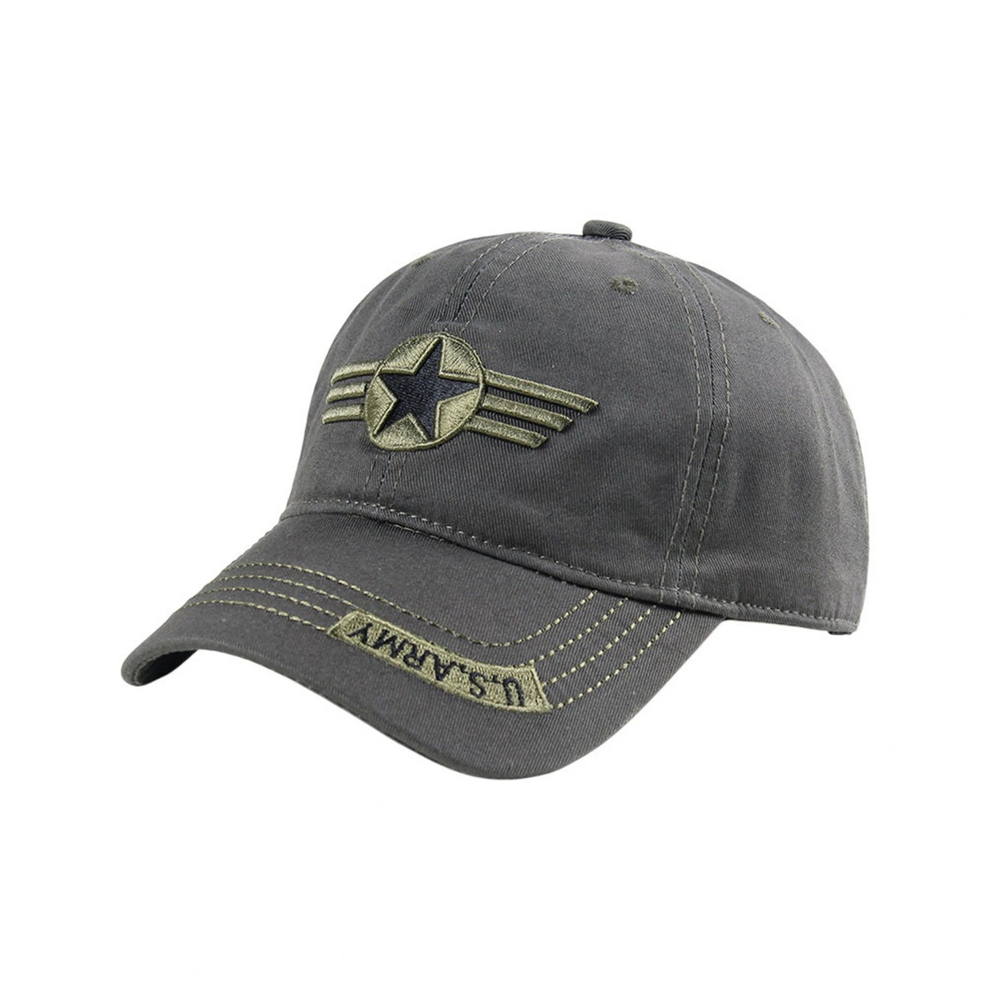Camo Baseball Cap | U.S. Army Winged Star Patch – Dark Grey