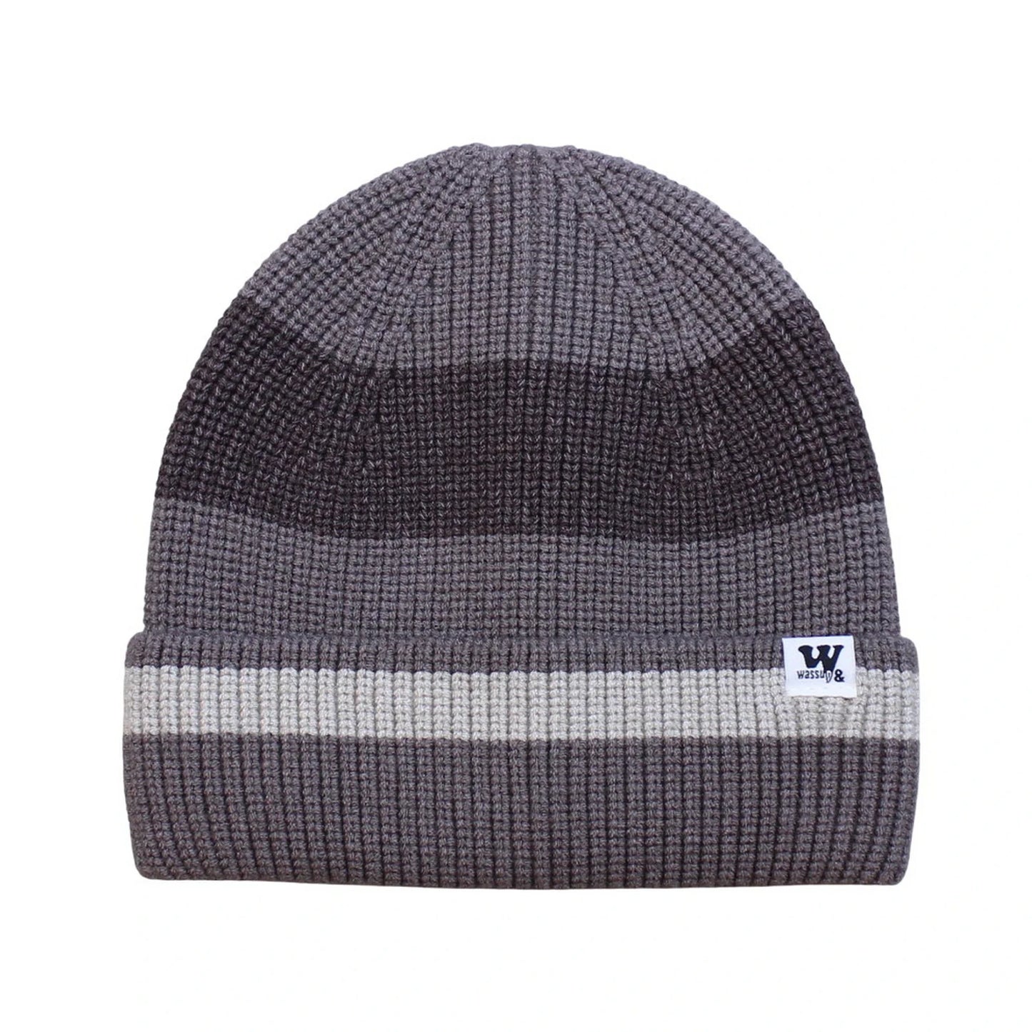 Ski Hat | Colour Block Ribbed Knit Stripe Detail – Brown & Beige