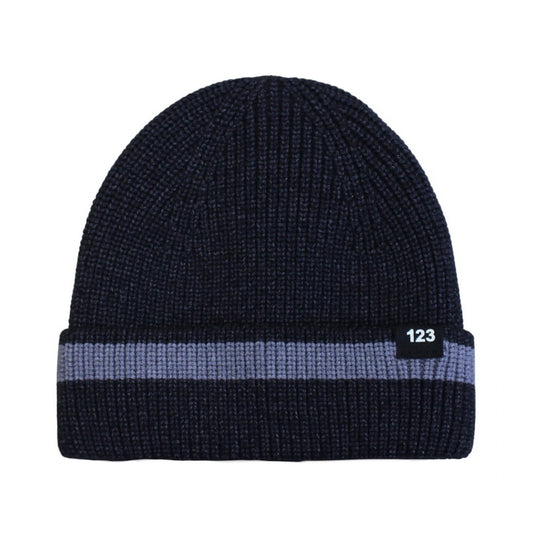 Ski Hat | Minimal Ribbed Knit Stripe Accent – Dark Grey & Grey