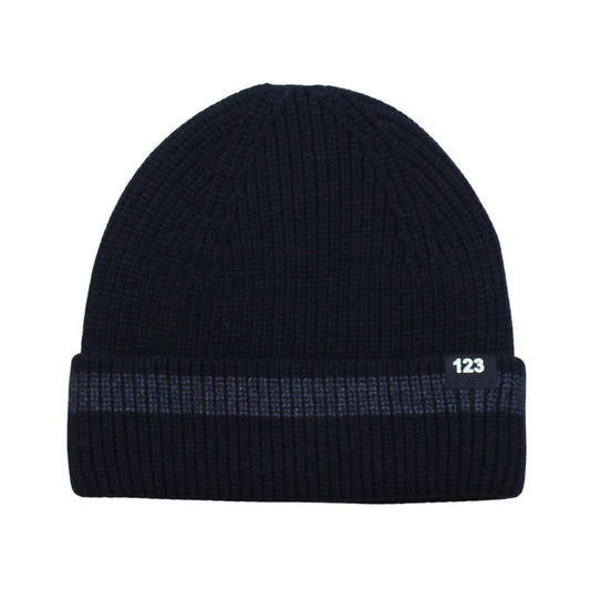 Ski Hat | Minimal Ribbed Knit Stripe Accent – Black & Grey