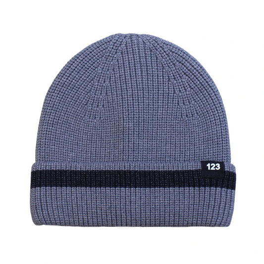 Ski Hat | Minimal Ribbed Knit Stripe Accent – Light Grey & Black