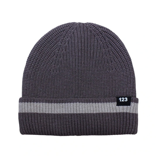 Ski Hat | Minimal Ribbed Knit Stripe Accent – Brown & Beige