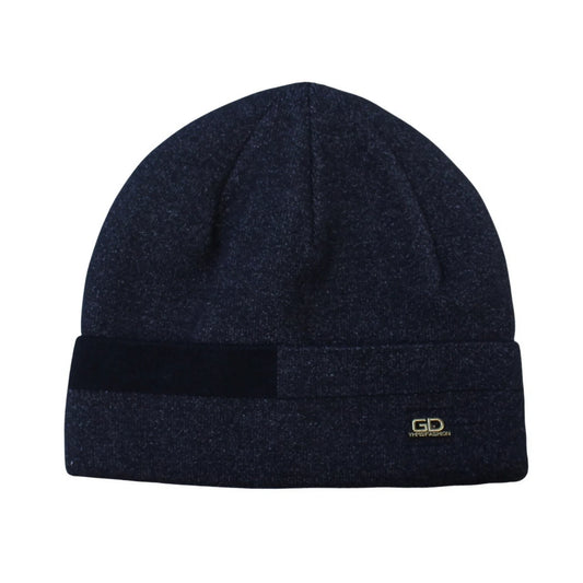 Ski Hat | Contrast Stripe Knit Cuffed Style – Dark Grey & Black