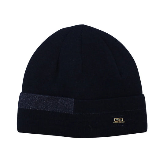 Ski Hat | Contrast Stripe Knit Cuffed Style – Black & Dark Grey