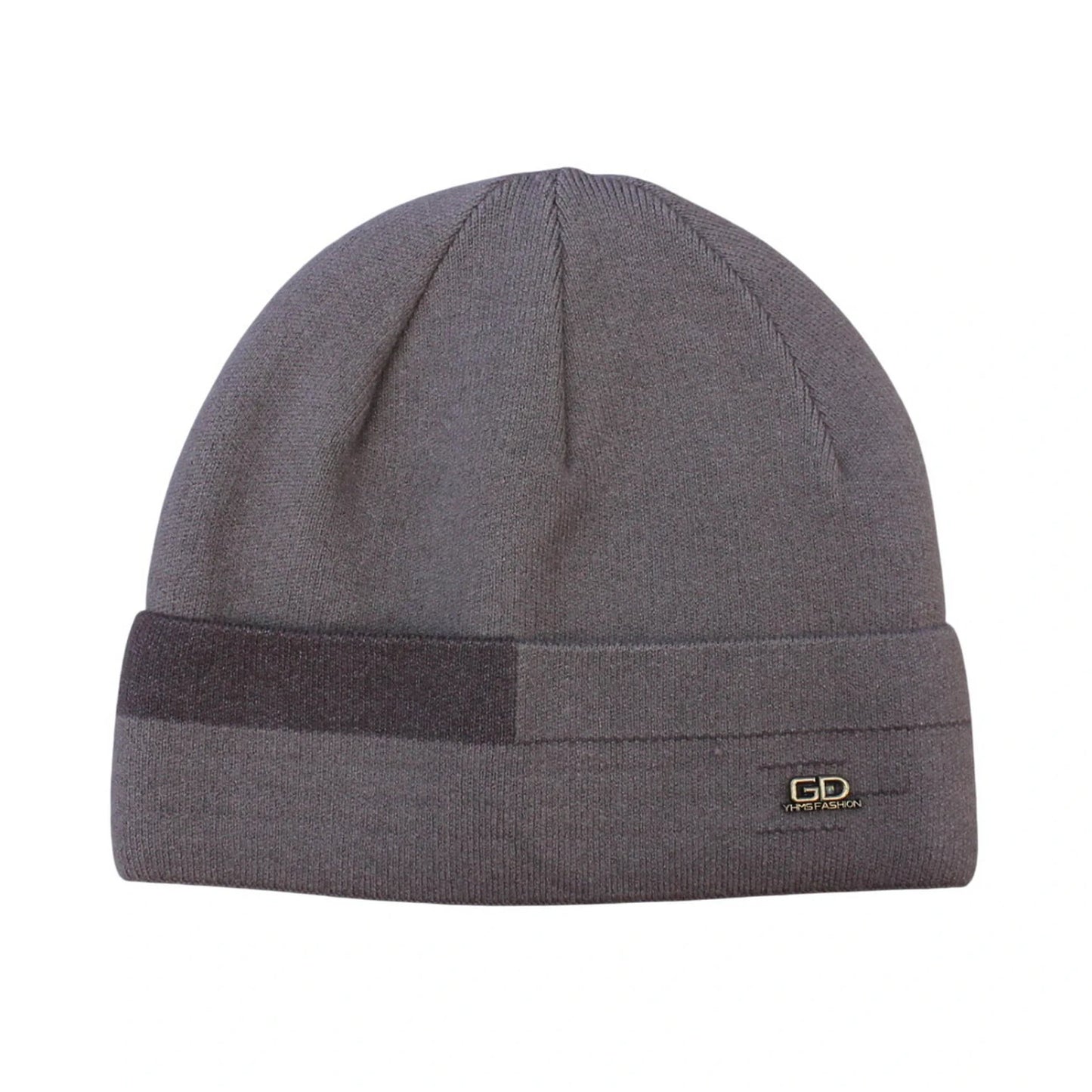 Ski Hat | Contrast Stripe Knit Cuffed Style – Khaki & Brown