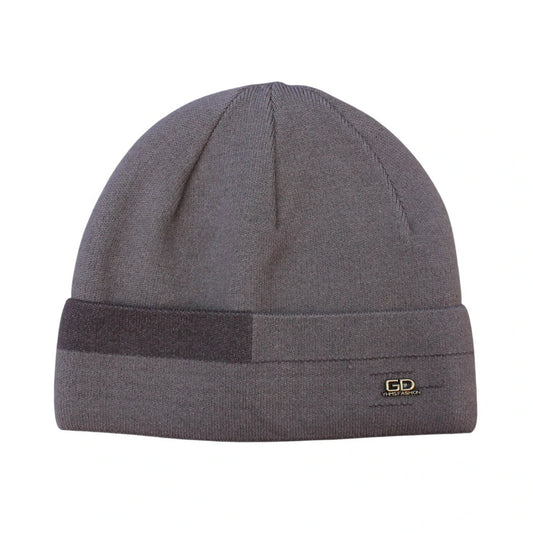 Ski Hat | Contrast Stripe Knit Cuffed Style – Khaki & Brown