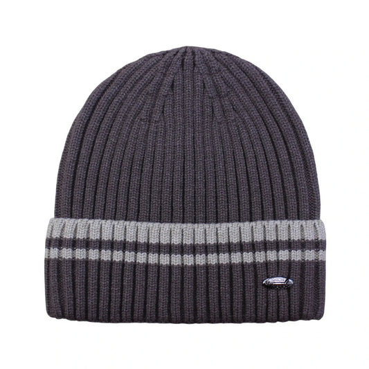 Ski Hat | Ribbed Knit Cuffed Style – Brown & Khaki