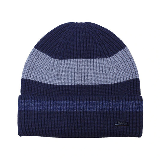 Ski Hat | Colour Block Ribbed Knit Cuffed Style – Navy & Grey