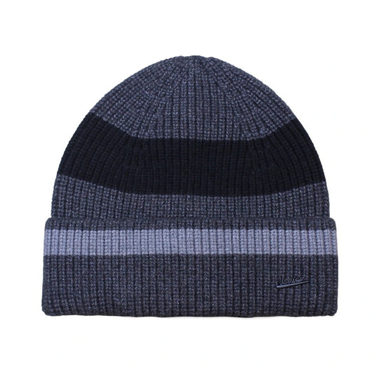 Ski Hat | Colour Block Ribbed Knit Cuffed Style – Grey & Light Grey