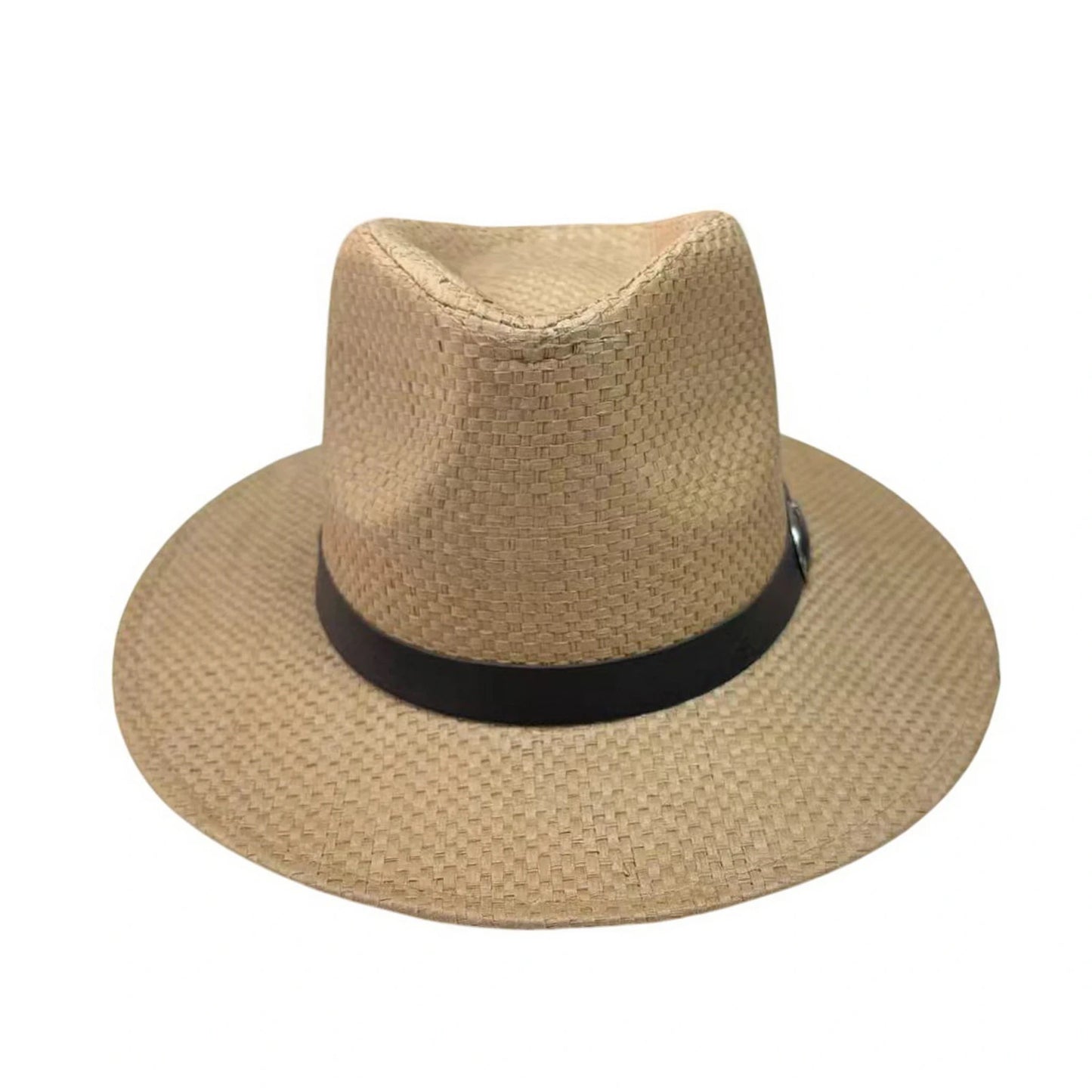 Straw Fedora Hat | Classic Band Detail - Natural