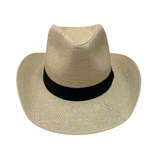 Straw Fedora Hat | Classic Band Detail - Beige