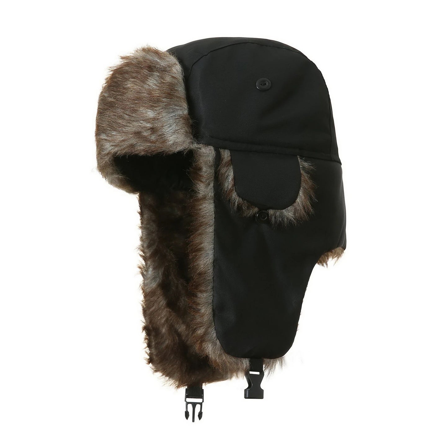 Trapper Hat | Faux Fur Lined Winter Trapper Design – Black