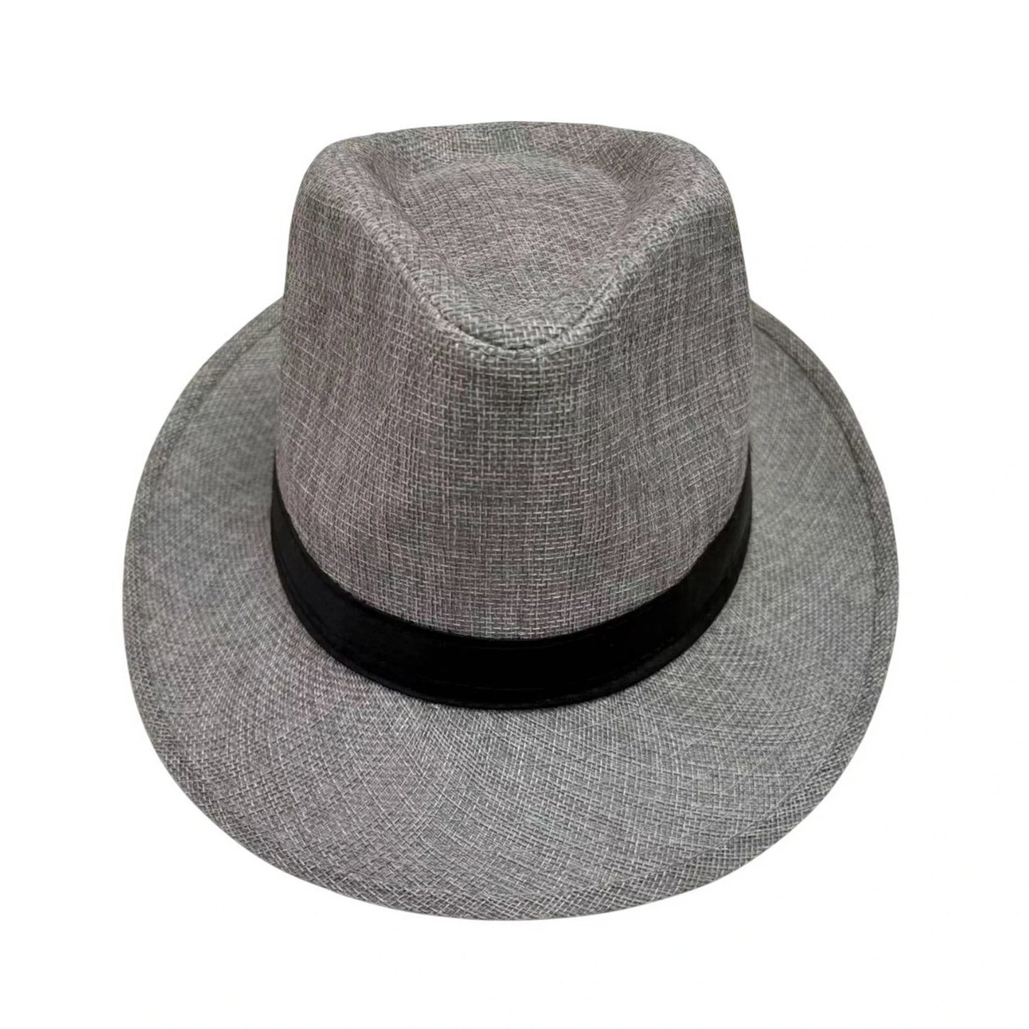 Straw Trilby Hat | Classic Band - Grey