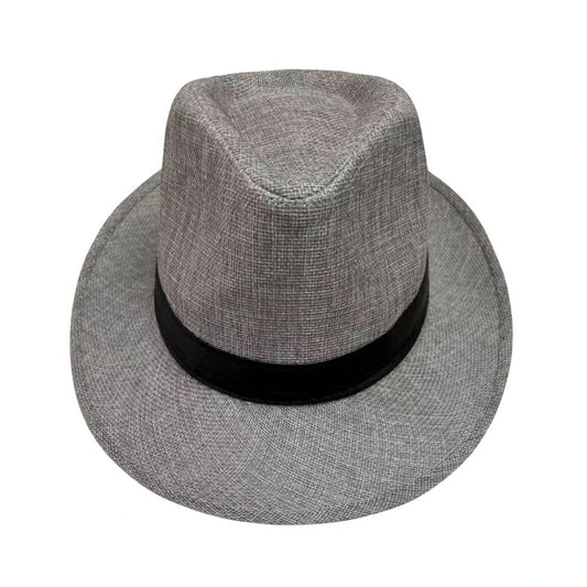 Straw Trilby Hat | Classic Band - Grey