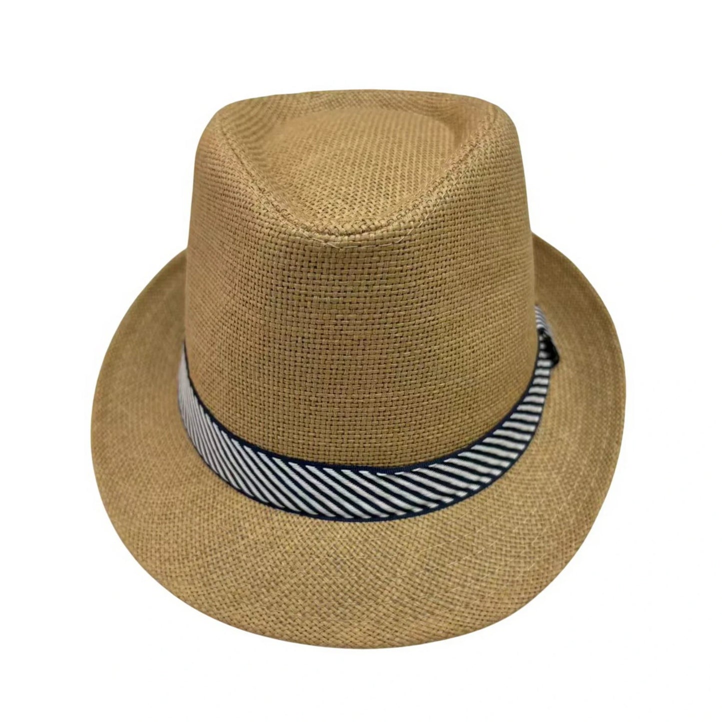 Straw Trilby Hat | Striped Band - Natural