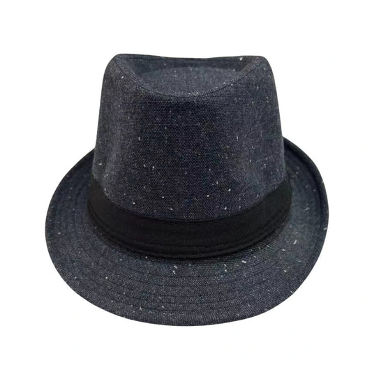 Trilby Hat | Speckled Fabric with Black Band – Black