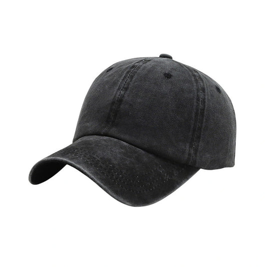 Plain Cotton Baseball Cap | Vintage Washed Cotton – Charcoal Black