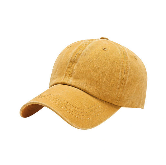 Plain Cotton Baseball Cap | Vintage Washed Cotton – Mustard Yellow