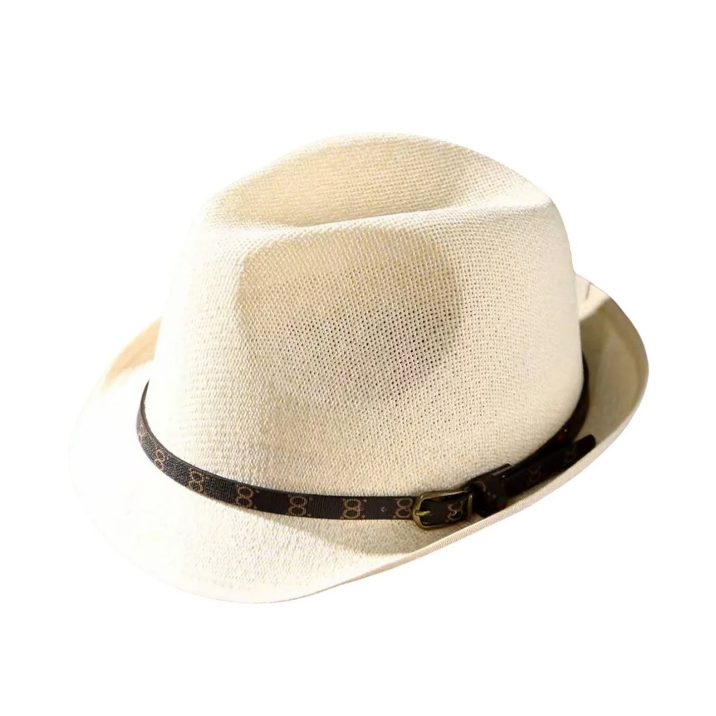 Straw Trilby Hat | Buckle Band Detail – Cream