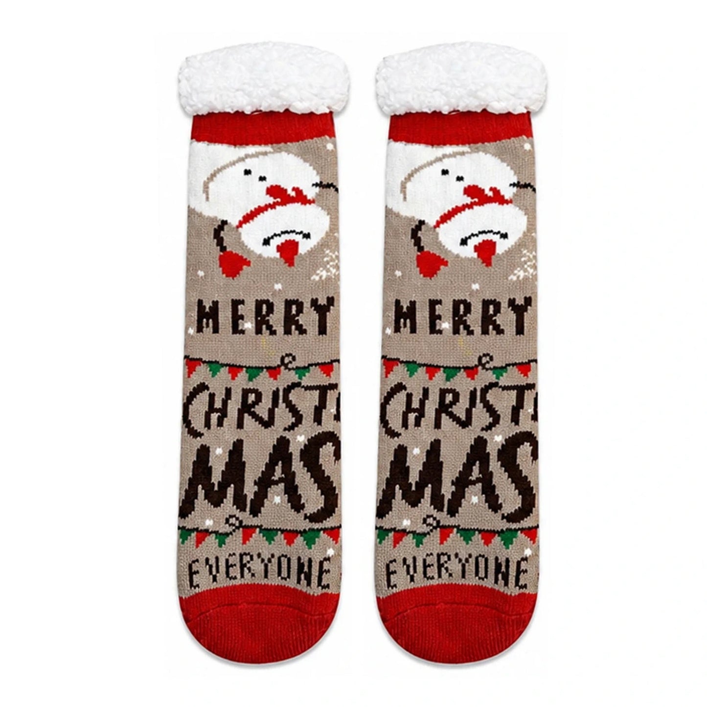 Slipper Socks | Merry Christmas Slogan – Red