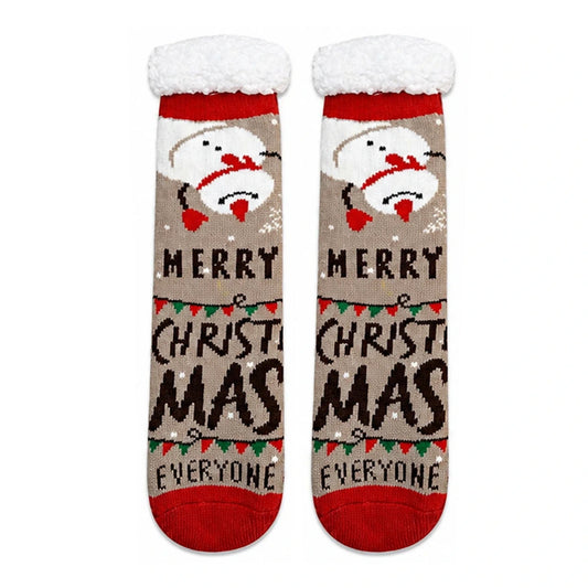 Slipper Socks | Merry Christmas Slogan – Red