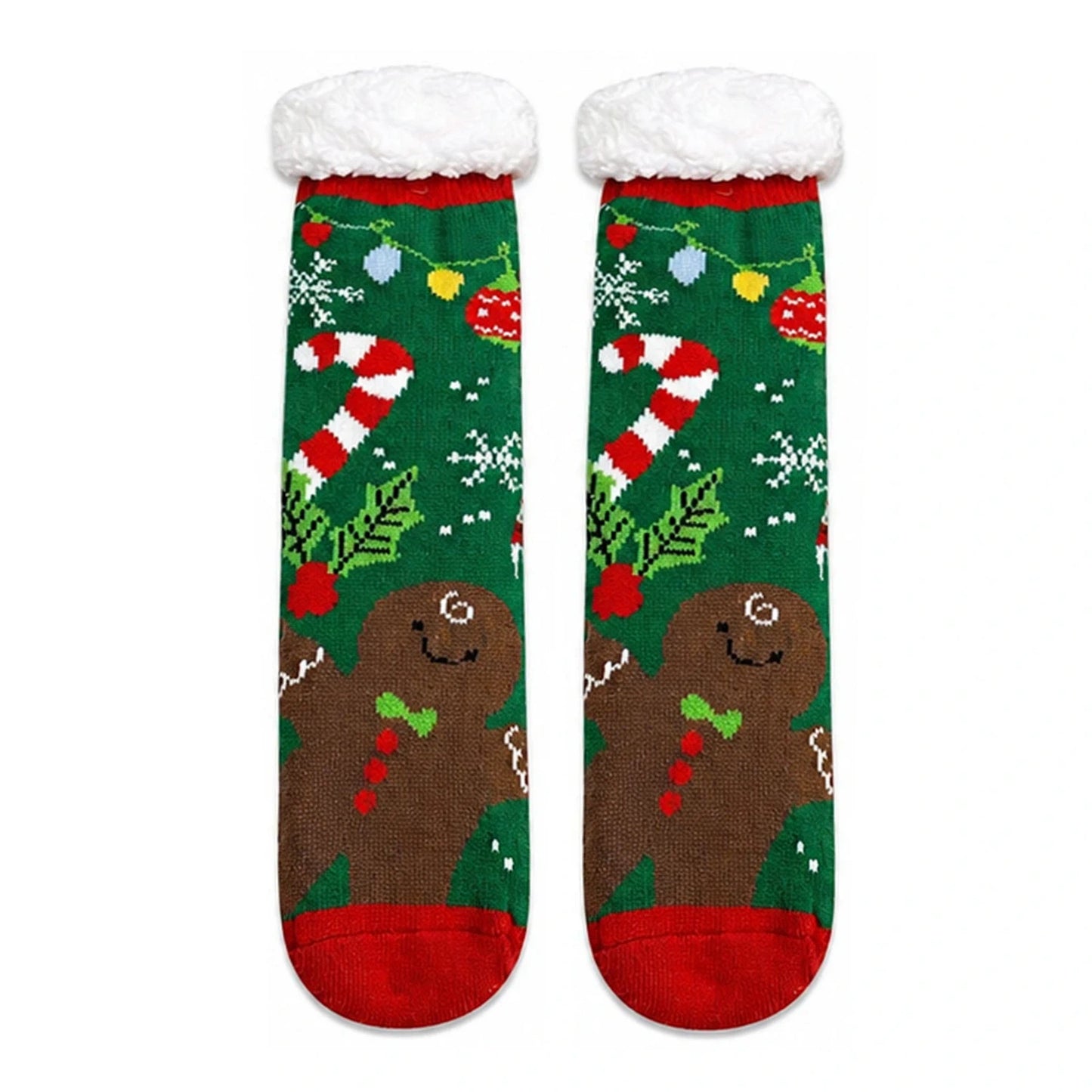 Slipper Socks | Gingerbread Cookie Christmas – Green