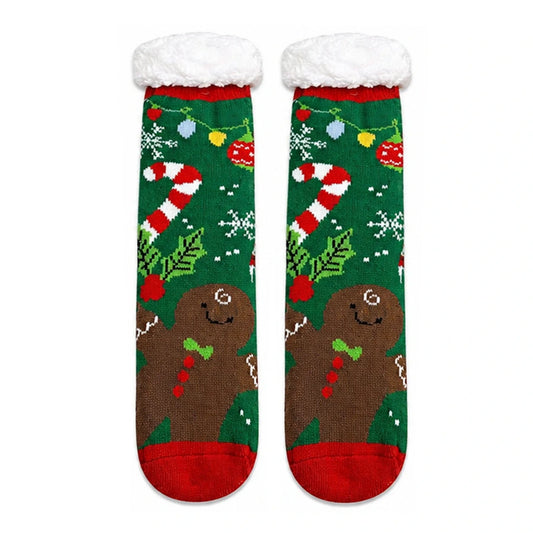 Slipper Socks | Gingerbread Cookie Christmas – Green